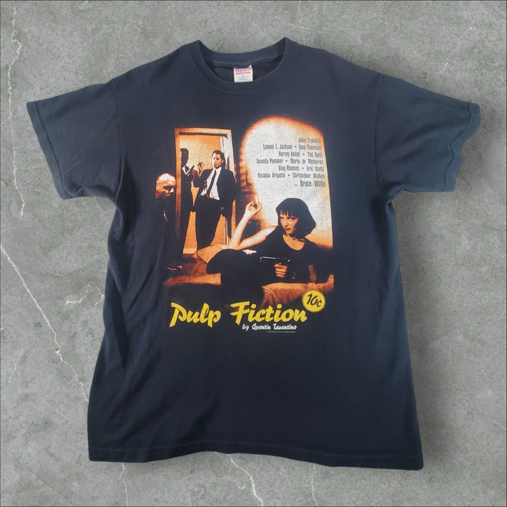 Vintage Pulp Fiction Shirt Men Medium Black Y2k Poster Print Y2k 2000s Very Rare